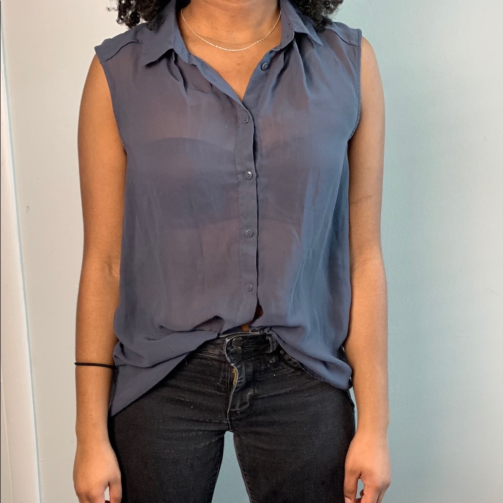 Gray Sheer Sleeveless Top